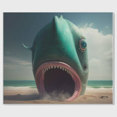 Shark sculpture on the beach geschenkpapier (Flach)