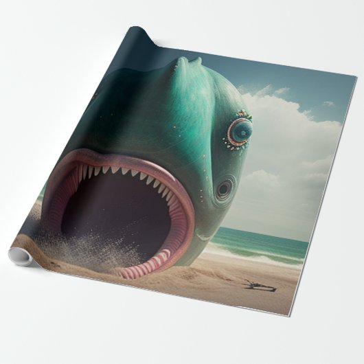 Shark sculpture on the beach geschenkpapier (Ungerollt)