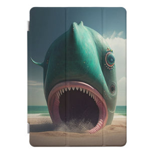 Shark sculpture on the beach iPad pro cover