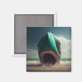 Shark sculpture on the beach magnet (Vorderseite/Rückseite)