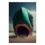 Shark sculpture on the beach poster (Vorderseite)