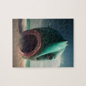 Shark sculpture on the beach puzzle (Horizontal)
