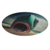 Shark sculpture on the beach schneidebrett (Ecke)