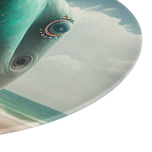 Shark sculpture on the beach schneidebrett (Ecke)