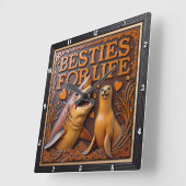 Shark Seal Love Hearts Quadratische Wanduhr (Winkel)