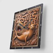 Shark Seal Playful Marine Quadratische Wanduhr (Winkel)