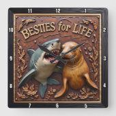Shark Seal Underwater Friends Quadratische Wanduhr (Vorderseite)