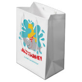 Shark Second Birthday Geschenktasche Mittlere Geschenktüte (Rückseite Schrägansicht)