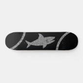 Shark Silver Glitzer Black Skateboard (Horizontal)