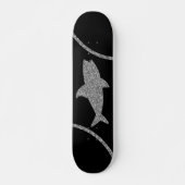 Shark Silver Glitzer Black Skateboard (Vorne)