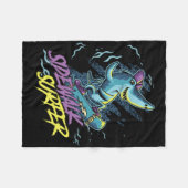 Shark Skater Skateboarder Surfer Skateboarding Lon Fleecedecke (Vorderseite (Horizontal))