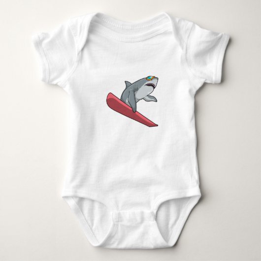 Shark Snowboarder Snowboard Baby Strampler (Vorderseite)