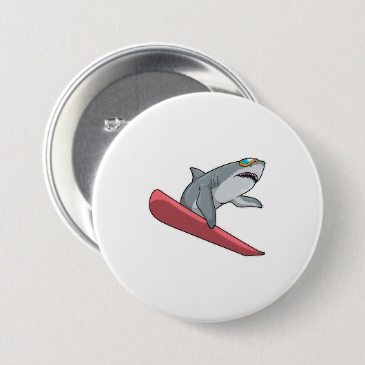 Shark Snowboarder Snowboard Button (Vorne & Hinten)