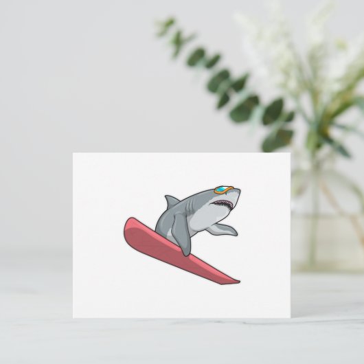 Shark Snowboarder Snowboard Postkarte (Stehend Vorderseite)