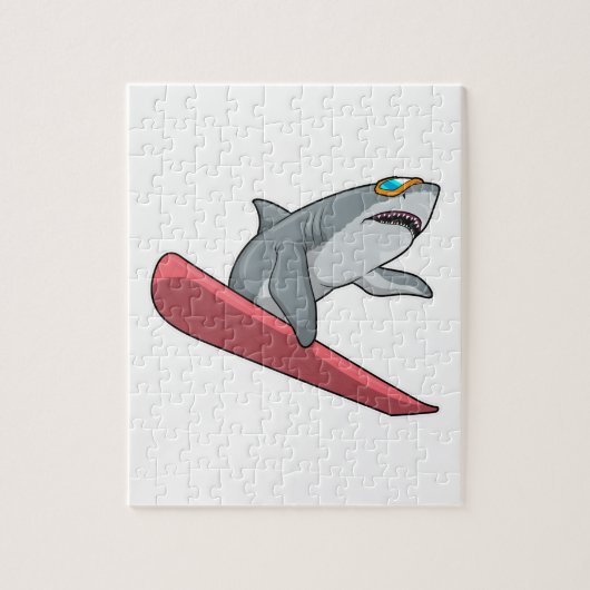 Shark Snowboarder Snowboard Puzzle (Vertikal)