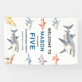 Shark Splash 5. Geburtstag | Süße Ozean-Kinder Banner (Horizontal)