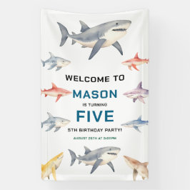 Shark Splash 5th Birthday | Cute Ocean Kids Banner