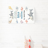 Shark Splash 5th Birthday | Cute Ocean Kids Banner (InSitu)