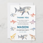 Shark Splash 5th Birthday | Cute Ocean Kids Dankeskarte (Vorderseite)