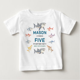 Shark Splash 5th Birthday Party | Cute Ocean Kids Baby T-shirt