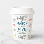 Shark Splash 5th Birthday Party | Cute Ocean Kids Pappbecher (Rückseite)