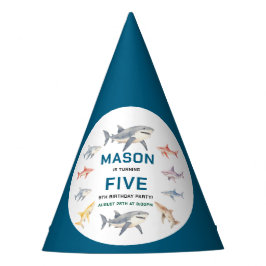 Shark Splash 5th Birthday Party | Cute Ocean Kids Partyhütchen