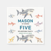 Shark Splash 5th Birthday Party | Cute Ocean Kids Serviette (Vorderseite)