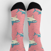 Shark Splash - Fun Ocean Pink und Blue Muster Socken (Oben)
