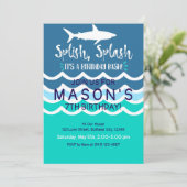 Shark Splash Party Swim Invasion Boys Sommer Einladung (Stehend Vorderseite)