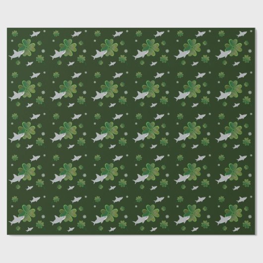 Shark St. Patrick's Day Kleeblatt Green Geschenkpapier (Flach)