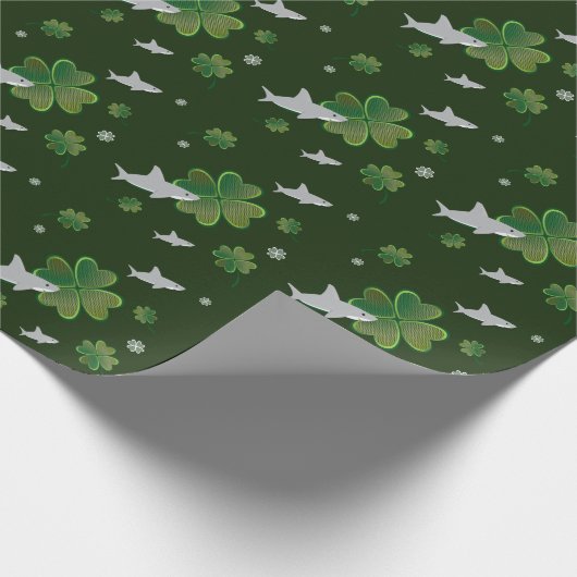 Shark St. Patrick's Day Kleeblatt Green Geschenkpapier (Ecke)