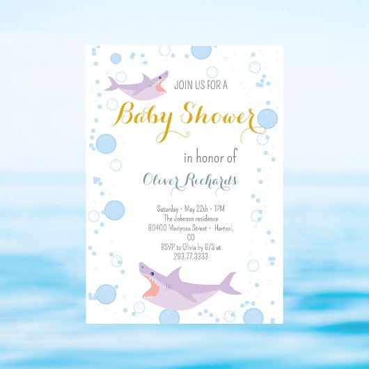 Shark Summer Party Splash Kinderdusche Einladung