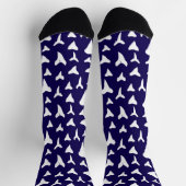 Shark Teeth Navy Blau und Weiß Muster Socken (Oben)