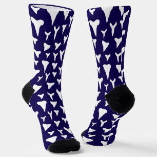 Shark Teeth Navy Blau und Weiß Muster Socken