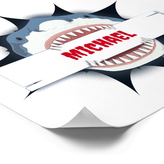 Shark Teeth Open Mouth Personalisiert Poster (Ecke)