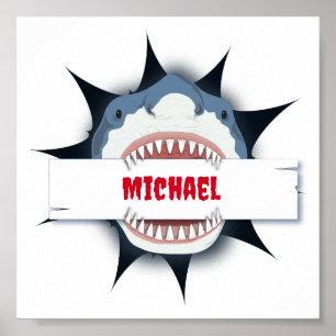 Shark Teeth Open Mouth Personalisiert Poster