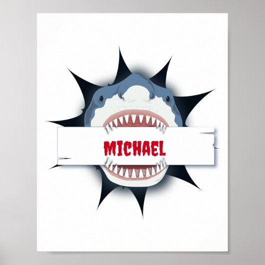 Shark Teeth Open Mouth Personalisiert Poster (Vorne)