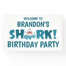 SHARK Theme Blue Aquamarin Birthday Party Kid Bann