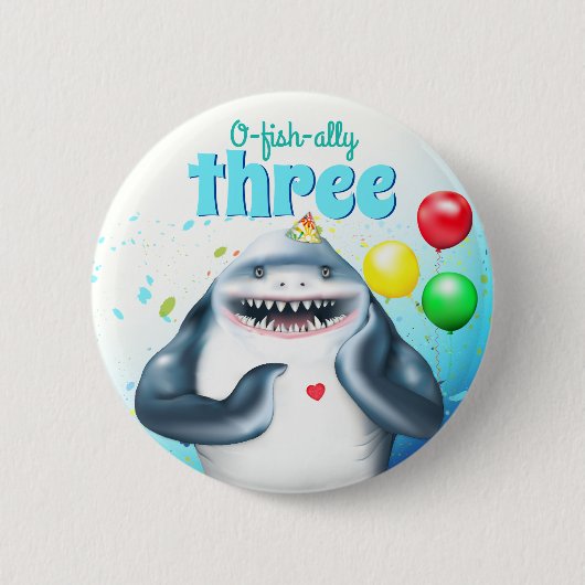 Shark Theme Kindergeburtstag Button (Vorderseite)