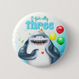 Shark Theme Kindergeburtstag Button