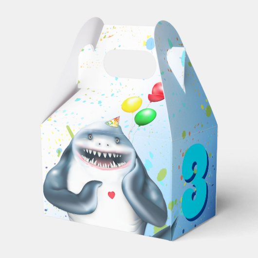 Shark Theme Kindergeburtstag Geschenkschachtel (Rückseite)