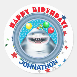 Shark Theme Kindergeburtstag Party Runder Aufkleber