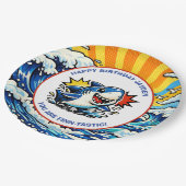 Shark Themed Nautical Boy's Birthday Party Pappteller (Schrägansicht)
