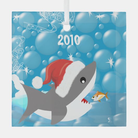 Shark Tropical Snowbird Vacation Dated Keepake Ornament Aus Glas (Vorderseite)