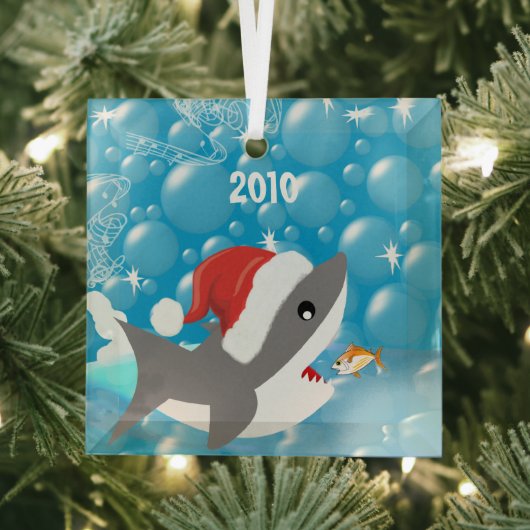 Shark Tropical Snowbird Vacation Dated Keepake Ornament Aus Glas (Insitu)