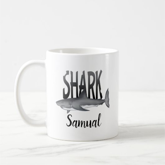 Shark Typografy Cool Ocean Personalisiert Animal Kaffeetasse (Links)