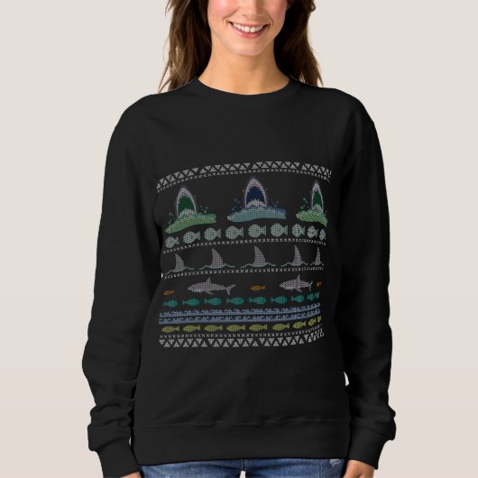 Shark Ugly Christmas Sweater Sweatshirt (Vorderseite)