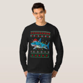 Shark Ugly Christmas Sweater Xmas Lights Family Ma T-Shirt (Vorne ganz)