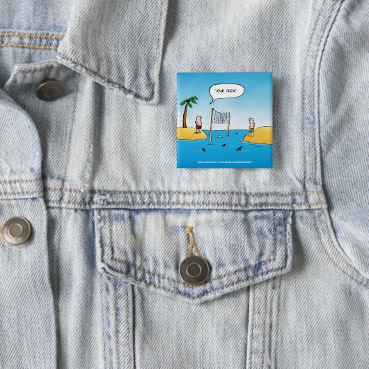 Shark Volleyball Funny Cartoon Button (Beispiel)