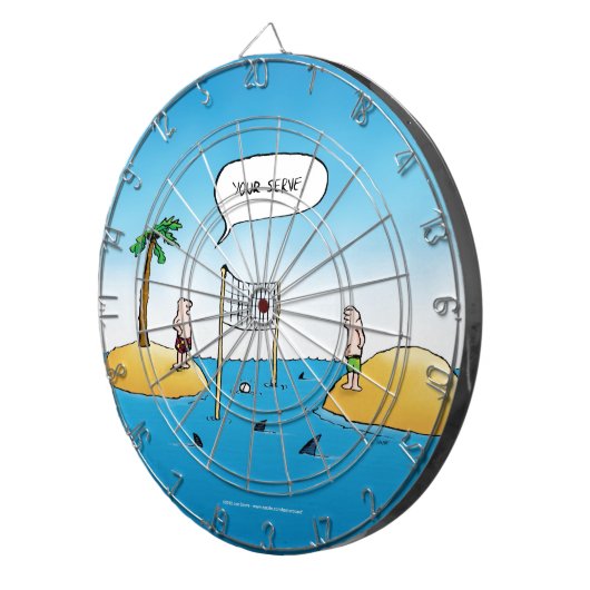 Shark Volleyball Funny Cartoon Dartscheibe (Vorderseite rechts)